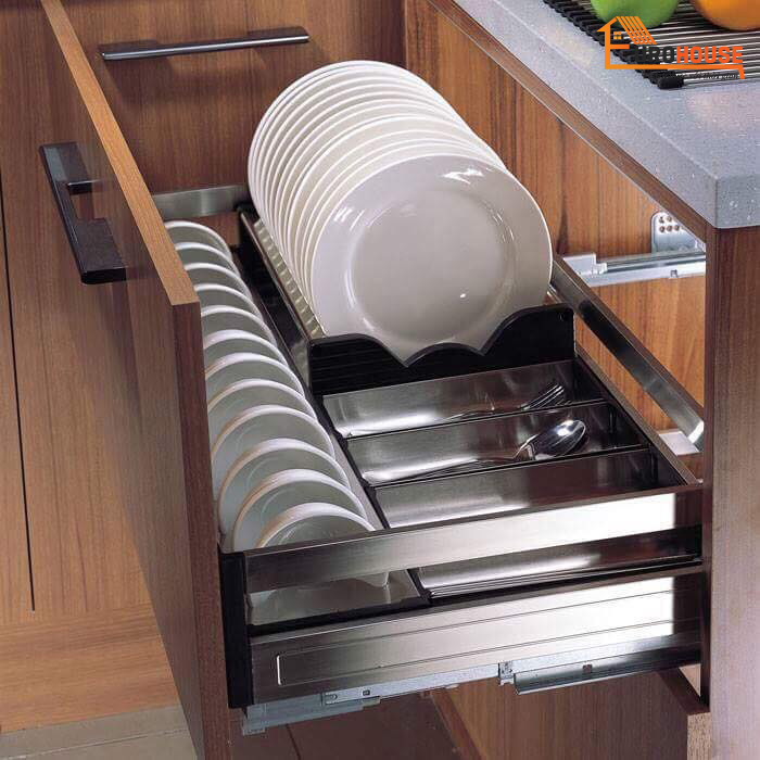 4 Mẫu giá để bát đĩa inox 304 trong tủ bếp nâng tầm nhà bếp hiện đại