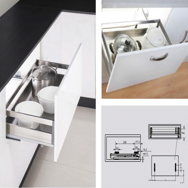 Hình ảnh nhìn từ trên khi lắp giá để xoong nồi inox hộp gắn cánh Eurogold 700