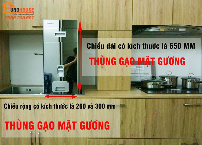 Tổng hợp các kích thước thùng gạo tủ bếp nên biết mua ở đâu